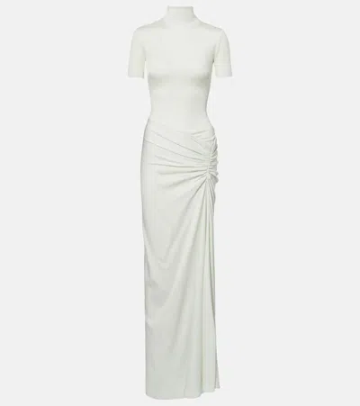 Christopher Esber Fusion Draped Mock-neck Maxi Dress In White