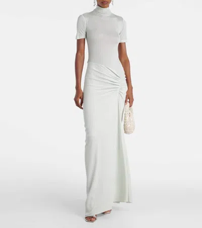 Christopher Esber Fusion Draped Mock-neck Maxi Dress In White