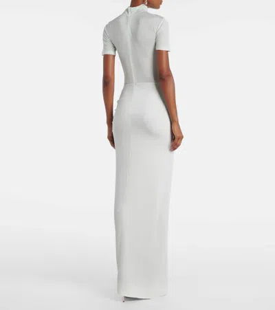 Christopher Esber Fusion Draped Mock-neck Maxi Dress In White