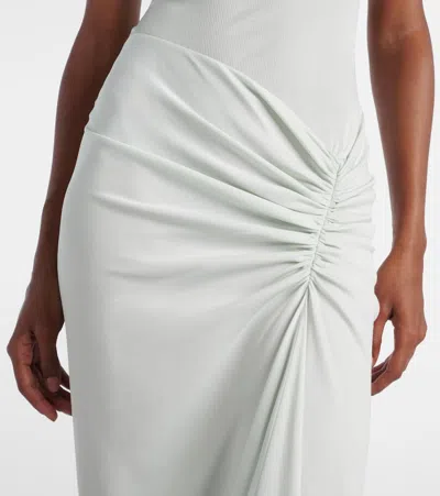 Christopher Esber Fusion Draped Mock-neck Maxi Dress In White
