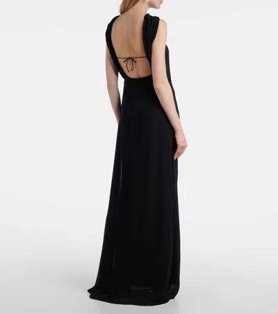 Christopher Esber Reverse Draped Silk Gown In Black