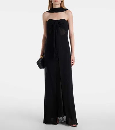 Christopher Esber Reverse Draped Silk Gown In Black