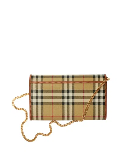 Burberry Kariertes Portemonnaie Mit Kette In Brown