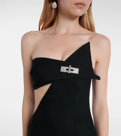 David Koma Cutout Asymmetric Wool-blend Gown In Black