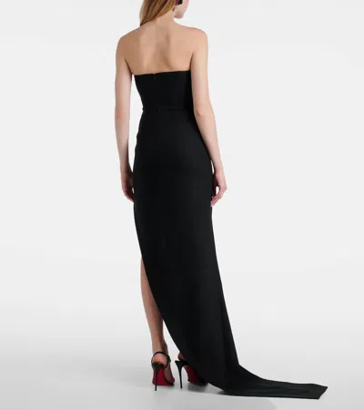 David Koma Cutout Asymmetric Wool-blend Gown In Black