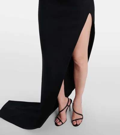 David Koma Cutout Asymmetric Wool-blend Gown In Black