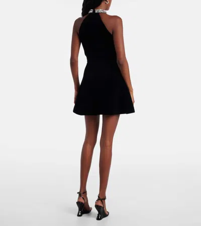 David Koma Crystal-embellished Halterneck Minidress In Black