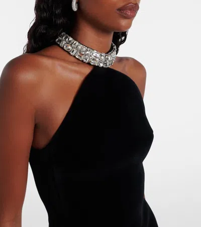 David Koma Crystal-embellished Halterneck Minidress In Black