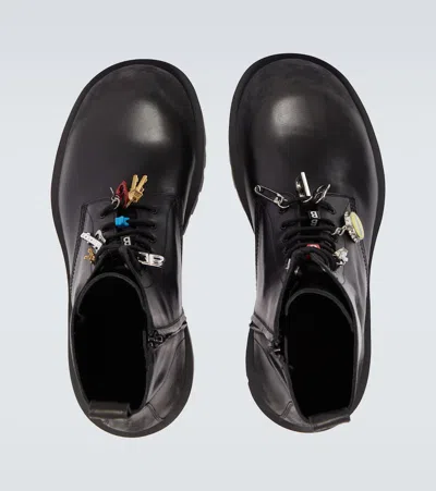 Balenciaga Black Leather Hummer Lace-up Ankle Boots In Black