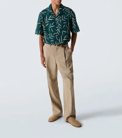 Jacquemus Fonccio Camp-collar Printed Cotton-twill Shirt In Green