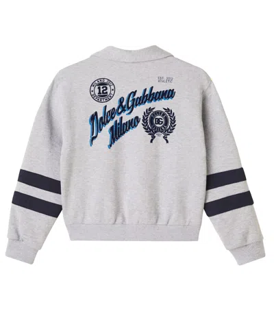 Dolce & Gabbana Button-up Embroidered Cardigan In Gray