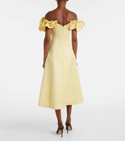 Leo Lin Annie Ruffled Off-shoulder Midi Dress In Yellow