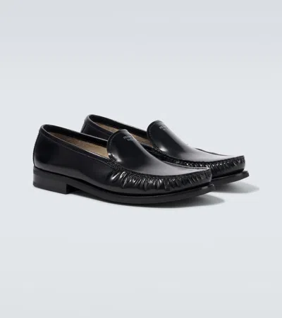 Prada Brushed Leather Loafers Shoes In Black