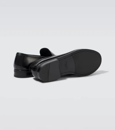 Prada Brushed Leather Loafers Shoes In Black