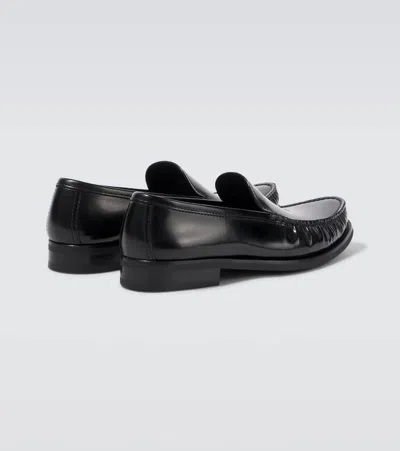 Prada Brushed Leather Loafers Shoes In Black