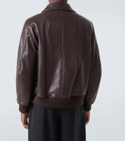 Simone Rocha Brown Oversized Multi Pocket Aviator Leather Jacket In Brown