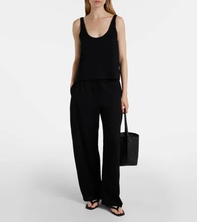 Leset Ari Crêpe Straight Pants In Black