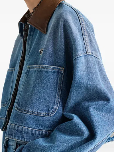 Prada Cropped Denim Jacket In Blue