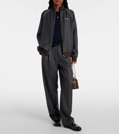 Miu Miu Wool Pinstripe Jacket Side Pockets In Blue