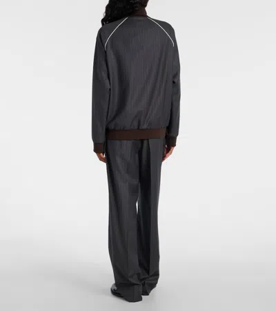 Miu Miu Wool Pinstripe Jacket Side Pockets In Blue