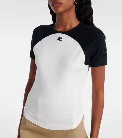 Courrèges Circle Contras T-shirt Woman Black And White In White