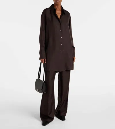 Rohe Róhe Oversized Silk Shirt In Brown
