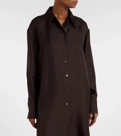 Rohe Róhe Oversized Silk Shirt In Brown