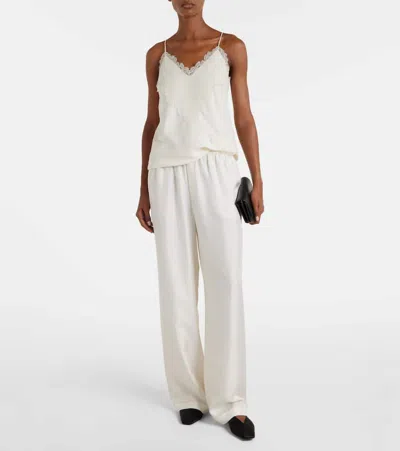 蕾丝边饰缎布吊带背心