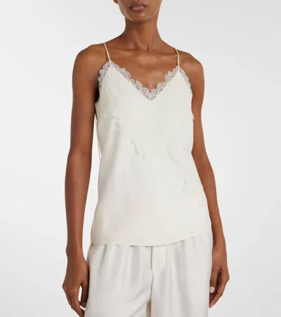 蕾丝边饰缎布吊带背心