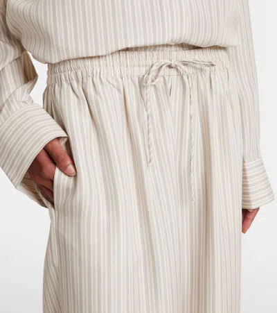 Rohe Róhe Striped Silk Wide-leg Pants In Metallic