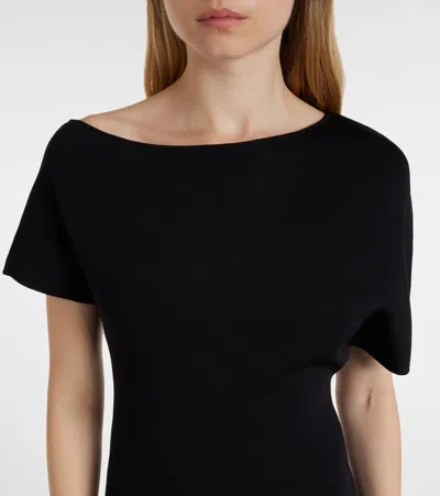 针织单肩中长连衣裙