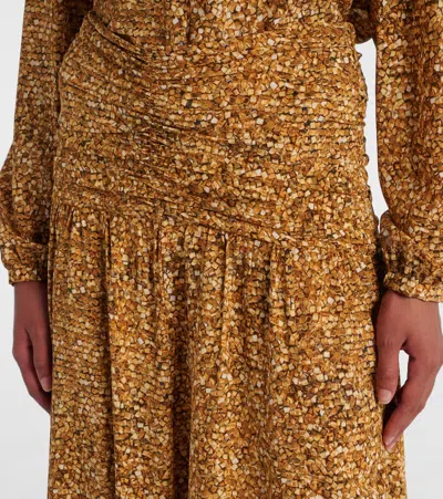 Isabel Marant Syana Printed Silk-chiffon Midi Skirt In Sand