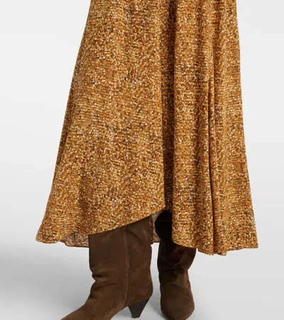 Isabel Marant Syana Printed Silk-chiffon Midi Skirt In Sand