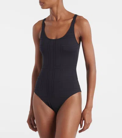 Totême Monogram Jersey Swimsuit In Black