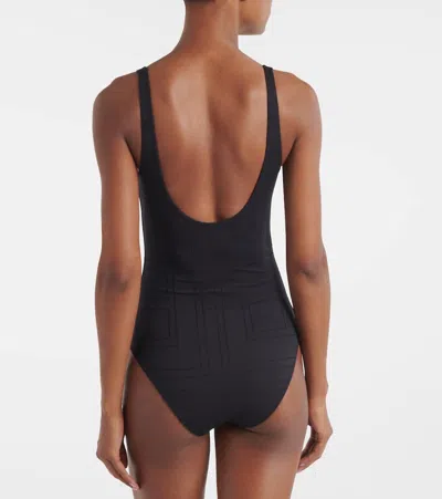 Totême Monogram Jersey Swimsuit In Black