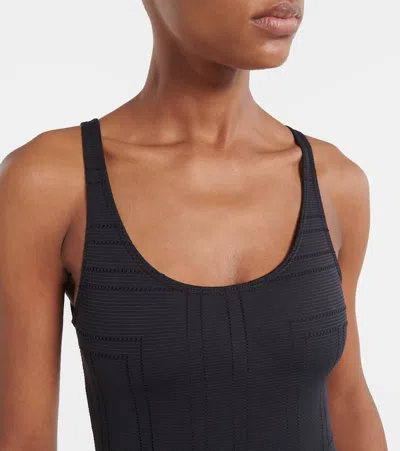 Totême Monogram Jersey Swimsuit In Black