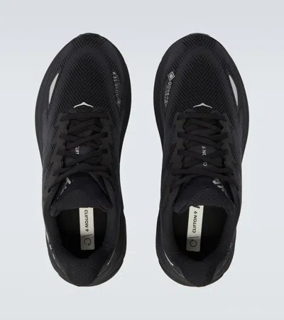 Hoka Clifton 9 Rubber-trimmed Recycled-gore-tex Invisible Fit Sneakers In Black