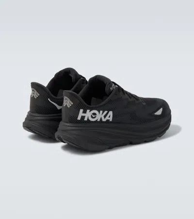 Hoka Clifton 9 Rubber-trimmed Recycled-gore-tex Invisible Fit Sneakers In Black