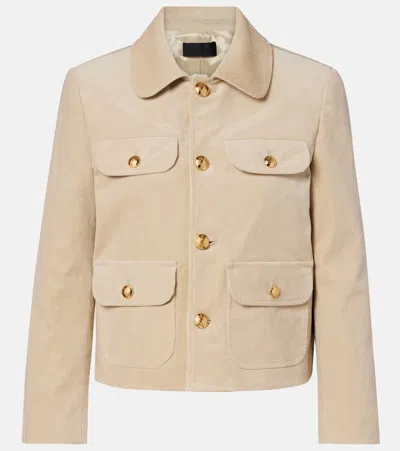 Nili Lotan Chamonix Cropped Cotton-blend Corduroy Jacket In Sand