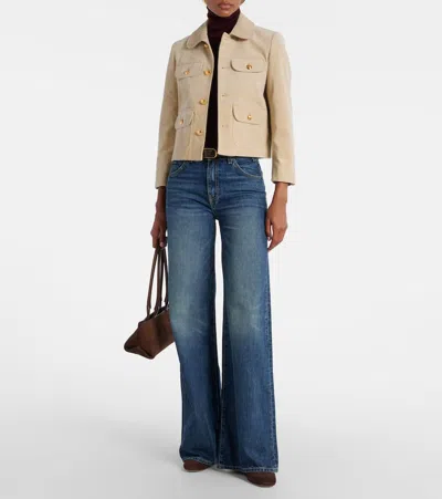 Nili Lotan Chamonix Cropped Cotton-blend Corduroy Jacket In Sand