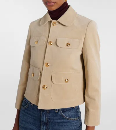 Nili Lotan Chamonix Cropped Cotton-blend Corduroy Jacket In Sand