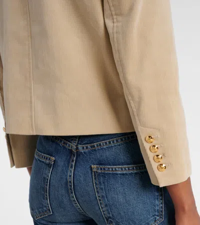 Nili Lotan Chamonix Cropped Cotton-blend Corduroy Jacket In Sand