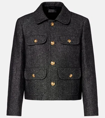 Nili Lotan Chamonix Cotton And Wool-blend Jacket In Gray