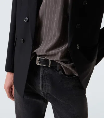 Saint Laurent Adjustable Folk Buckle Belt With Metal Finish In Gold