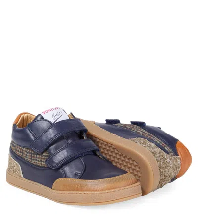 Pom D'api Backy Leather Sneakers In Blue