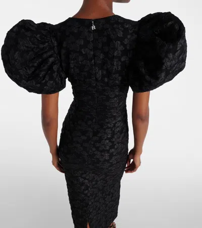 Rotate Birger Christensen Rotate Ruby Jacquard Crewneck Midi Dress In Black