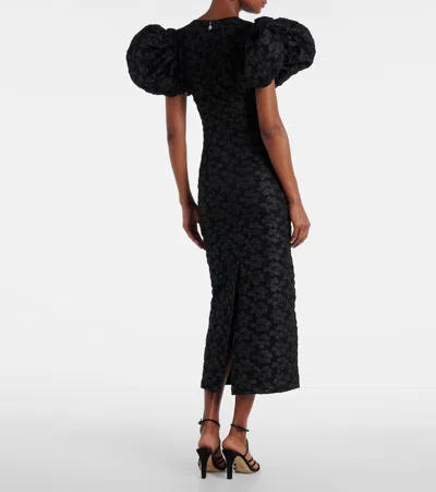 Rotate Birger Christensen Rotate Ruby Jacquard Crewneck Midi Dress In Black