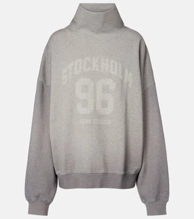 Acne Studios Oversized Turtleneck Sweatshirt Printed Design In Gray