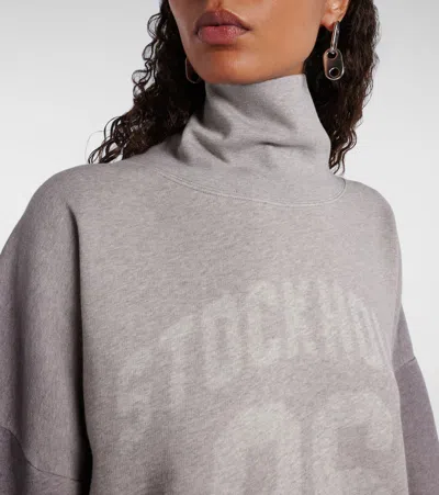 Acne Studios Oversized Turtleneck Sweatshirt Printed Design In Gray