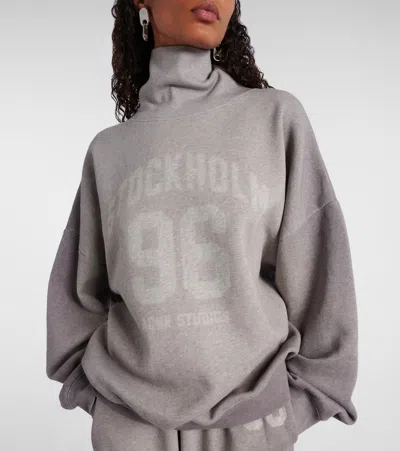 Acne Studios Oversized Turtleneck Sweatshirt Printed Design In Gray